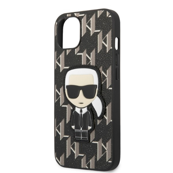 Case Karl Lagerfeld iPhone 13 Mini 5.4" Hardcase Black/black Monogram Iconik Patch Case
