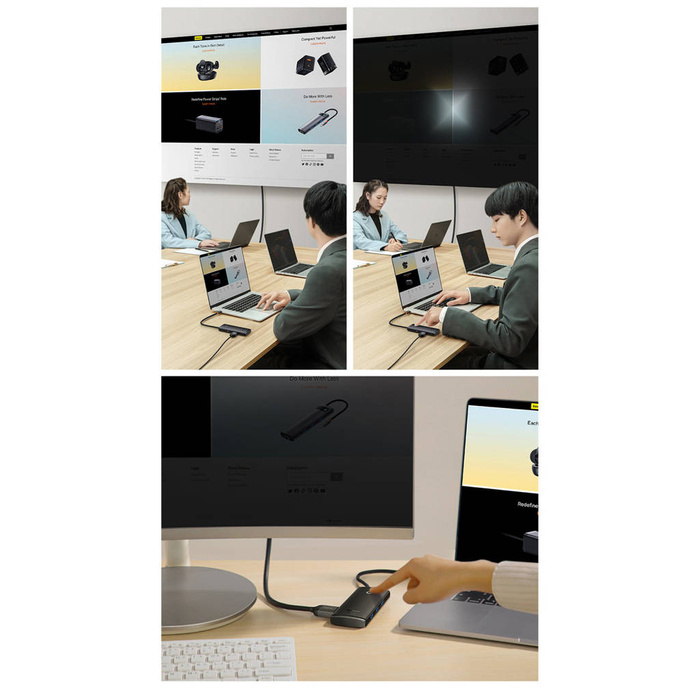Docking station per hub di tipo C a 5 porte serie Baseus Lite (da tipo C a HDMI + USB 3.0 * 3 + PD) Nero