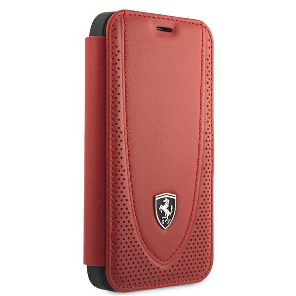 Coque FERRARI Apple iPhone 12 Mini Book Off Track Perforé FEOGOFLBKP12SRE Mallette rouge