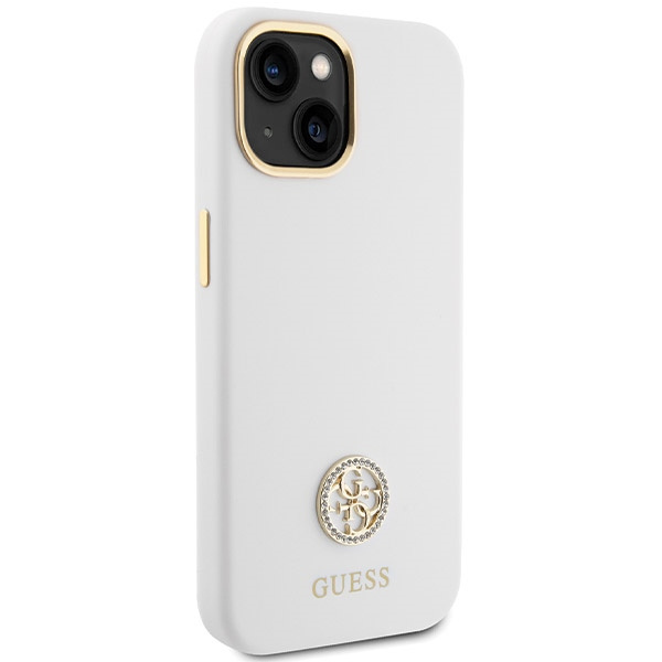 Etui Guess GUHCP15SM4DGPH iPhone 15 6.1" biały/white hardcase Silicone Logo Strass 4G Case