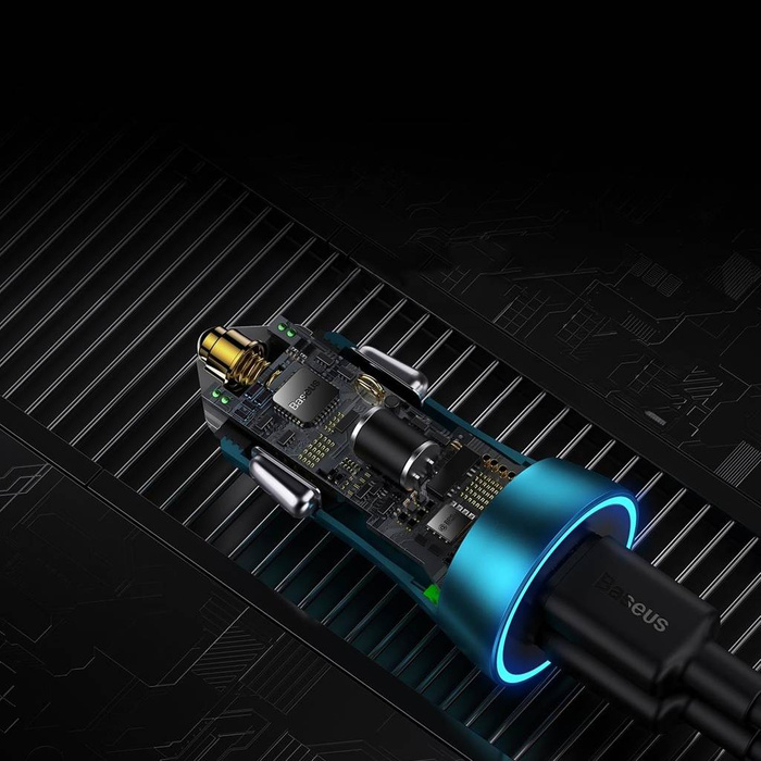 Cargador de coche Baseus Golden Contactor Pro 2x USB-C 40W azul (CGJP000003)