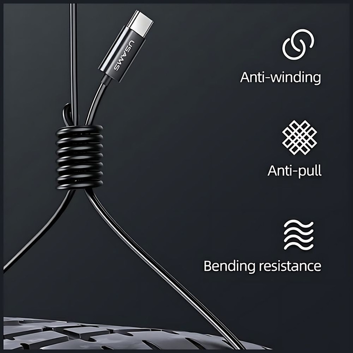 USAMS Kopfhörer EP-46 USB-C schwarz/schwarz 1,2m HSEP4603