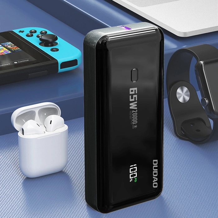 Dudao K65 Powerbanka s USB-A / USB-C displejem 20000mAh 65W – černá