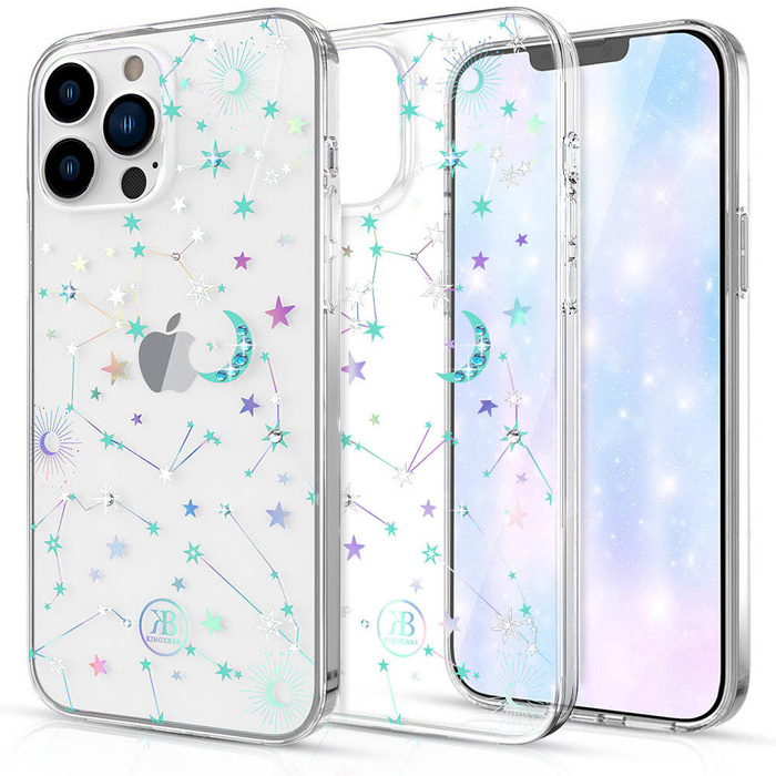 Kingxbar Lucky Series iPhone 13 Pro Hülle verziert mit originalen Swarovski-Kristallen transparent (Sternzeichen)