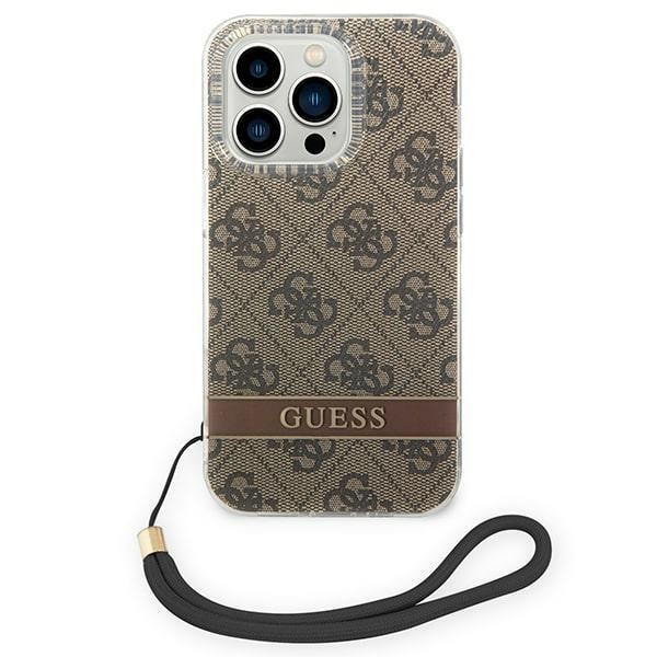 Case GUESS Apple iPhone 14 Pro Max 4G Print Strap Brown Hardcase