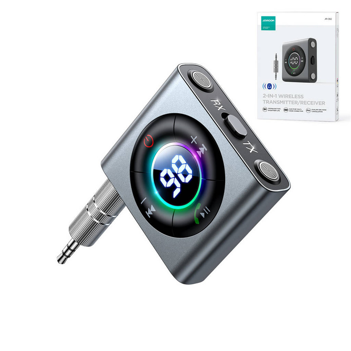 Transmetteur Joyroom Bluetooth AUX (transmetteur / récepteur) pour voiture, TV gris (JR-CB2)