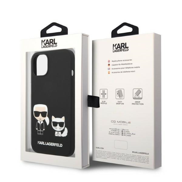 Case KARL LAGERFELD Apple iPhone 14 Plus Liquid Silicone Karl &amp; Choupette MagSafe Black Hardcase