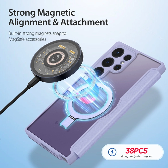 Dux Ducis Skin X Pro Hülle mit Klappe und Magnetring für Samsung S24 Ultra – Lila