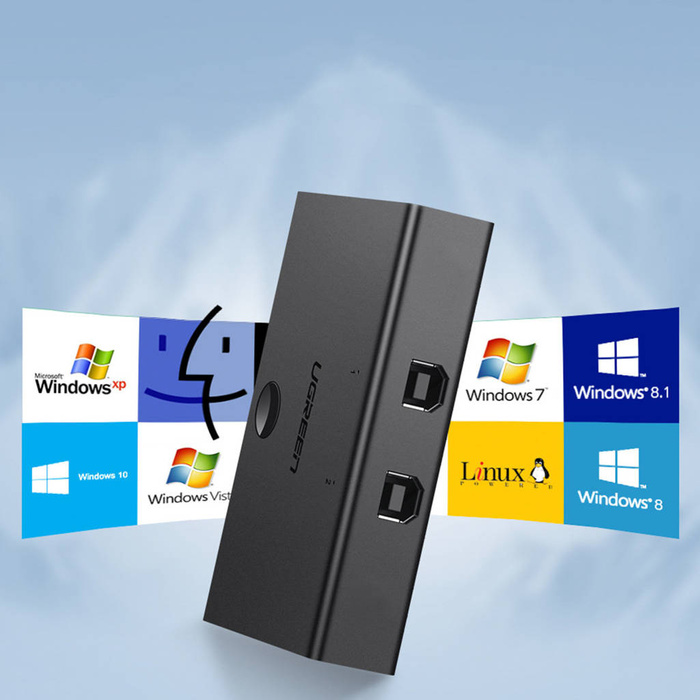 Ugreen 1x USB 2.0 - 2x USB Typ B HUB sharing switch box black (30345 US158)