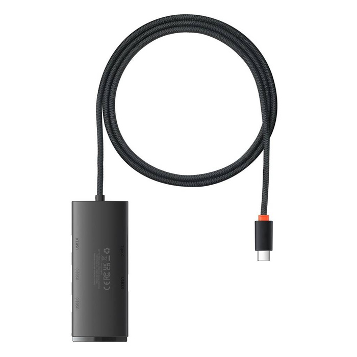 Baseus 4portový adaptér HUB řady Lite (Type-C na USB 3.0*4 ) 1m černý