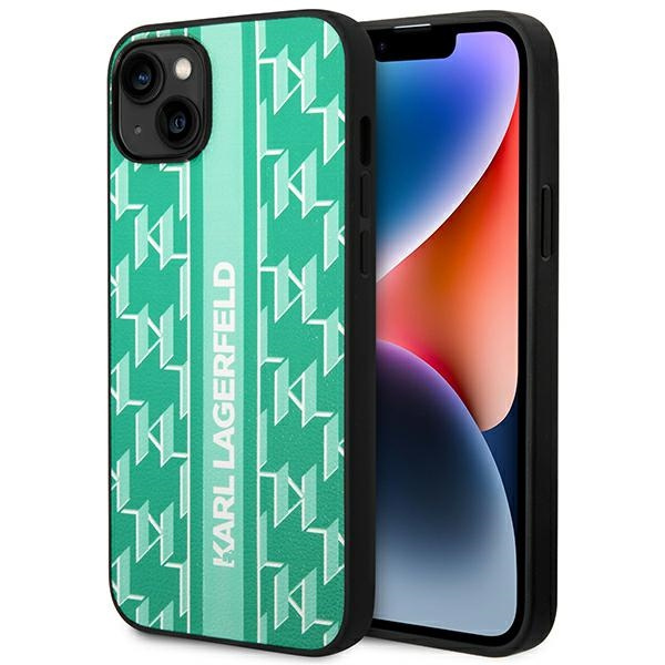 Case KARL LAGERFELD Apple iPhone 14 Plus Monogram Stripe Green Hardcase