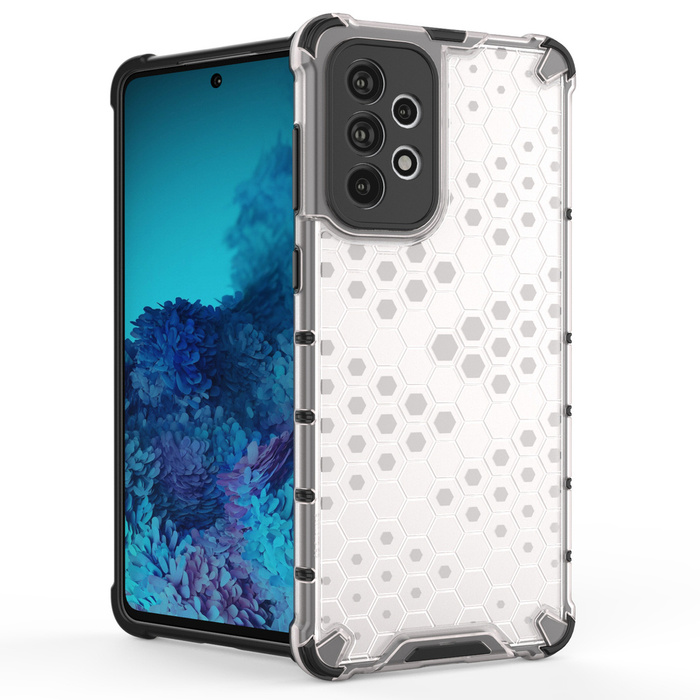 Cover a nido d&#39;ape blindata con cornice in gel per Samsung Galaxy A73 trasparente