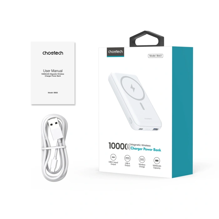 Choetech Powerbank B663 10000mAh 20W MagSafe USB-A / USB-C - weiß
