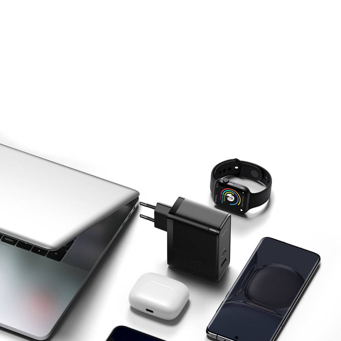 Baseus GaN5 Pro Fast Universal GaN Cargador USB Tipo C / USB 100W PD3.0, QC4.0+, AFC blanco (CCGP090202)