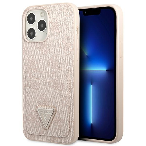 Case GUESS Apple iPhone 13 Pro Max 4G Triangle Logo Cardslot Pink Hardcase