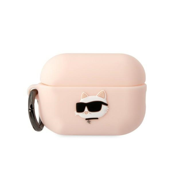 Karl Lagerfeld KLAP2RUNCHP AirPods Pro 2 Abdeckung rosa/rosa Silikon Choupette Kopf 3D