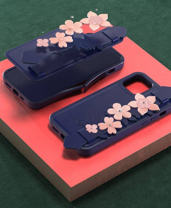 Kingxbar Sweet Series zselés tok valódi Swarovski kristályokkal díszítve, állvánnyal iPhone 12 Pro Max fekete