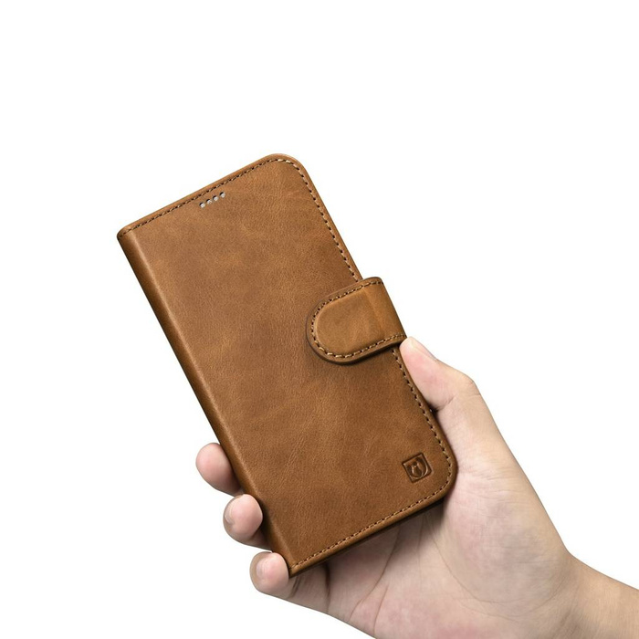 iCarer Oil Wax Wallet Case 2in1 iPhone 14 Pro Flip Leather Cover Anti-RFID Marron (WMI14220722-TN)