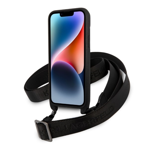 Karl Lagerfeld KLHCP14MSTMMK iPhone 14 Plus 6,7" hardcase black/black Monogram Plaque Logo Strap