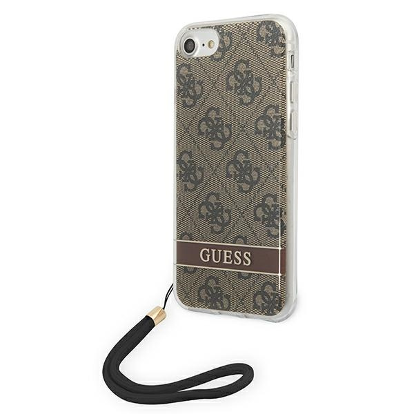 Hülle GUESS Apple iPhone SE 2022 SE 2020 7 8 4G Print Strap Braun Hartcase