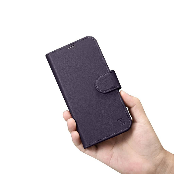 iCarer Wallet Case 2in1 pour iPhone 14 Pro Max Flip Cover en cuir Anti-RFID violet foncé (WMI14220728-DP)