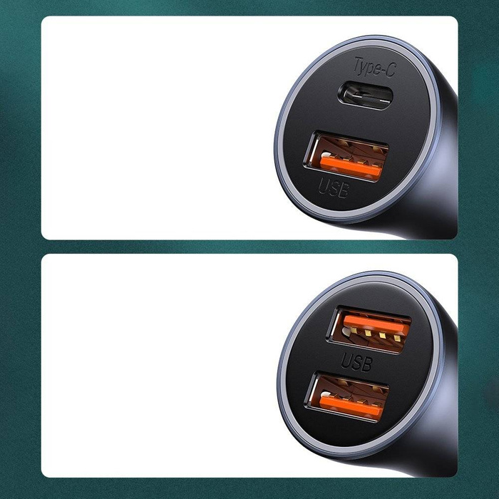 Baseus Golden Contactor Pro caricabatteria per auto USB rapido Tipo C / USB 40 W Power Delivery 3.0 Ricarica rapida 4+ SCP FCP Cavo AFC + USB Tipo C - Grigio Lightning (TZCCJD-B0G)