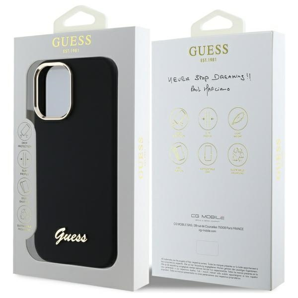 Guess GUHCP16MSMBSLK iPhone 16 Plus 6.7" czarny/black hardcase Silicone Script Metal Logo & Frame