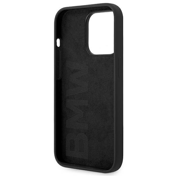 Hülle BMW iPhone 14 Pro Max 6.7" schwarz/schwarz Silikon Metall Logo