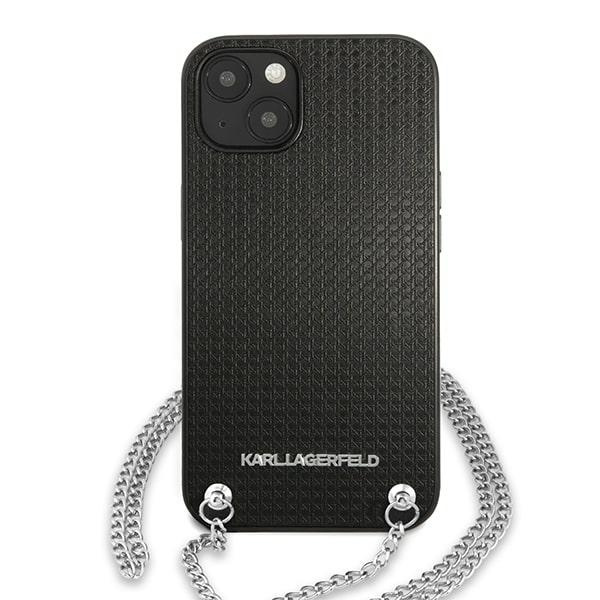Karl Lagerfeld KLHCP13MPMK iPhone 13 6.1" hartcase schwarz/schwarz Leder strukturiert und Kette