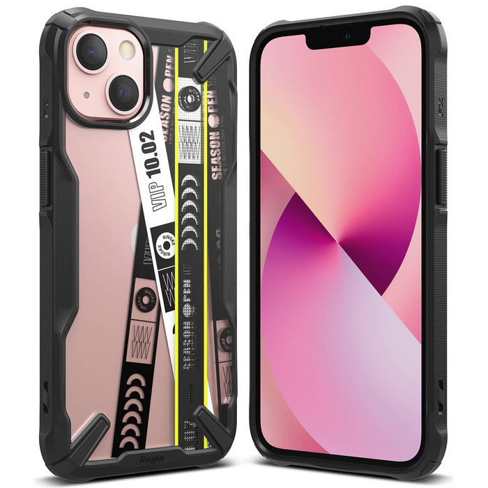 Ringke Fusion X Design coque housse blindée avec cadre iPhone 13 mini noir (Ticket band) (FXD540E43)