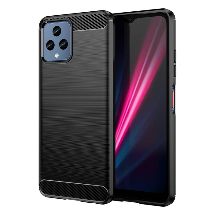 Cover in carbonio per T-Mobile Revvl 6 5G cover in carbonio flessibile in silicone nero