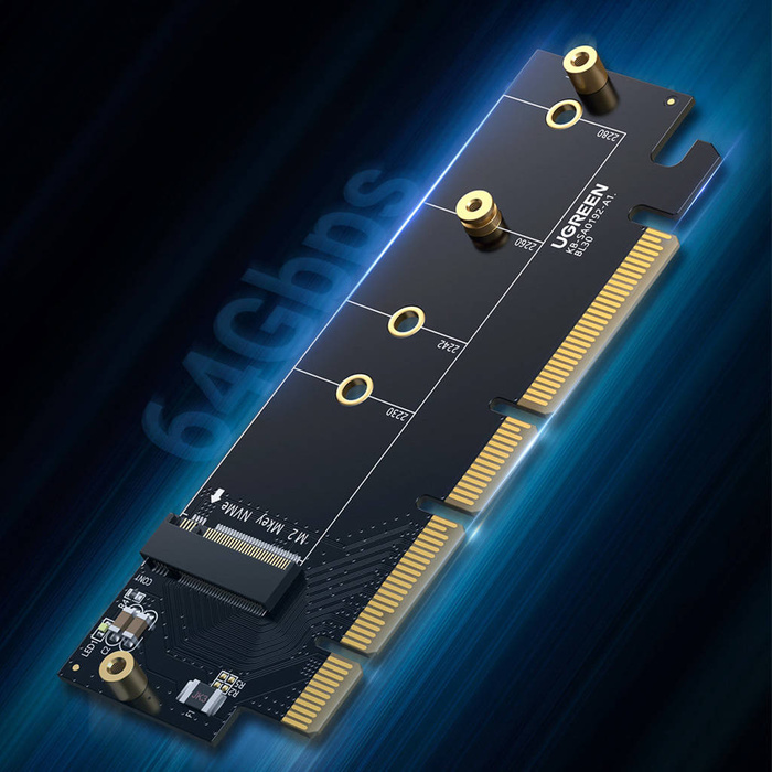 Adaptador de tarjeta de expansión Ugreen PCIe 4.0 x16 a M.2 NVMe M-Key negro (CM465)