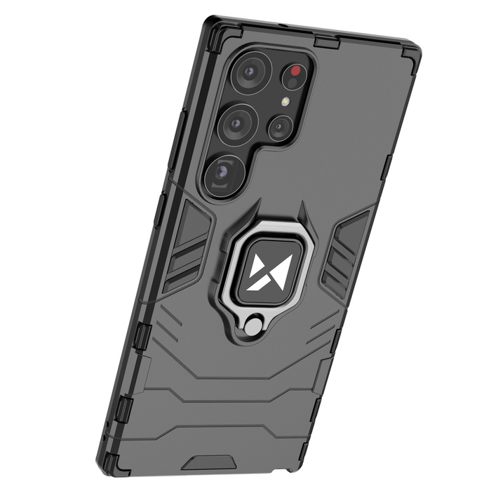 Wozinsky Ring Armor per Samsung Galaxy S23 Ultra custodia blindata porta anello magnetico nero