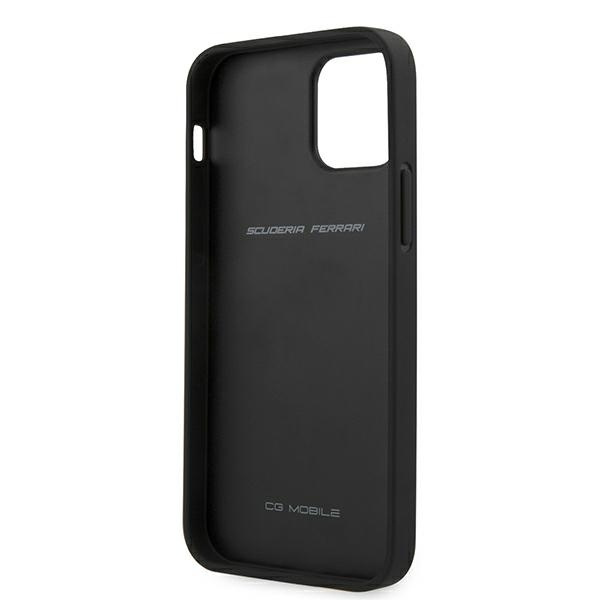 FERRARI Hülle Apple iPhone 12 Pro Max On Track Perforiert Schwarz Hardcase