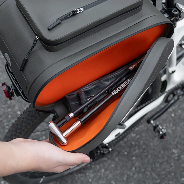 Rockbros waterproof bike pannier, for trunk, capacity 14l - gray