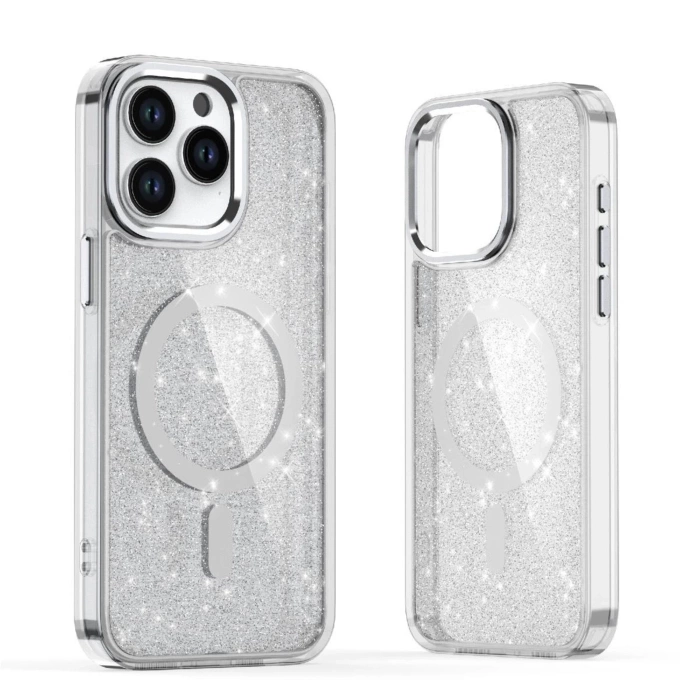 Glitter Case MagSafe Compatible for iPhone 17 Pro - Semi-Transparent