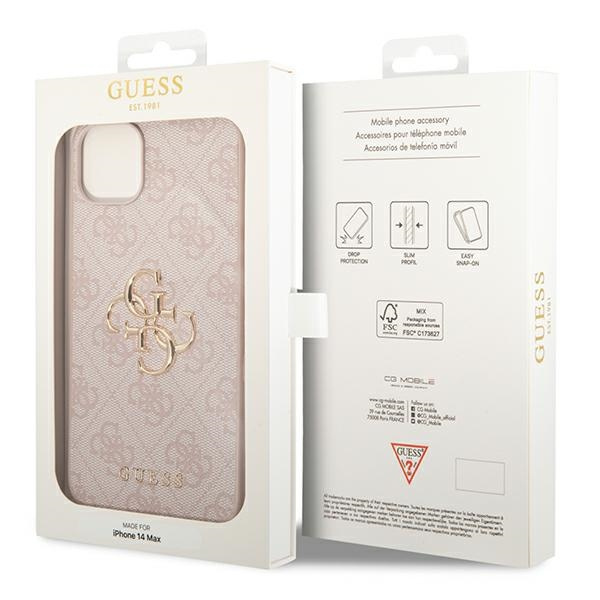 Case Guess iPhone 14 6.1" pink/pink hardcase 4G Big Metal Logo