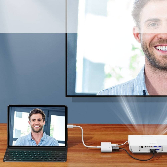 Joyroom adapter Lightning (male) to digital HDMI (female) + Lightning (female) FullHD 1080p 60Hz white (S-H141 white)