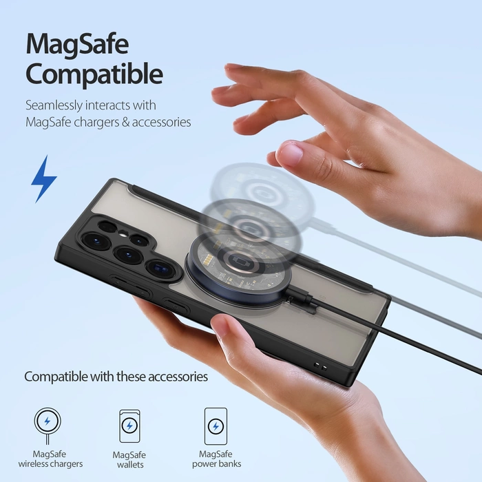 Custodia Dux Ducis Skin X Pro con patta e anello magnetico per Samsung S24 Ultra - nera