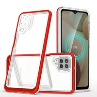 Funda transparente 3 en 1 para Samsung Galaxy A12 5G Frame Gel Cover Red