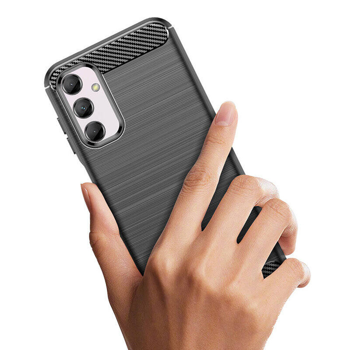 Ohebné pouzdro s karbonovým vzorem pro Samsung Galaxy M14 Carbon Case - černé