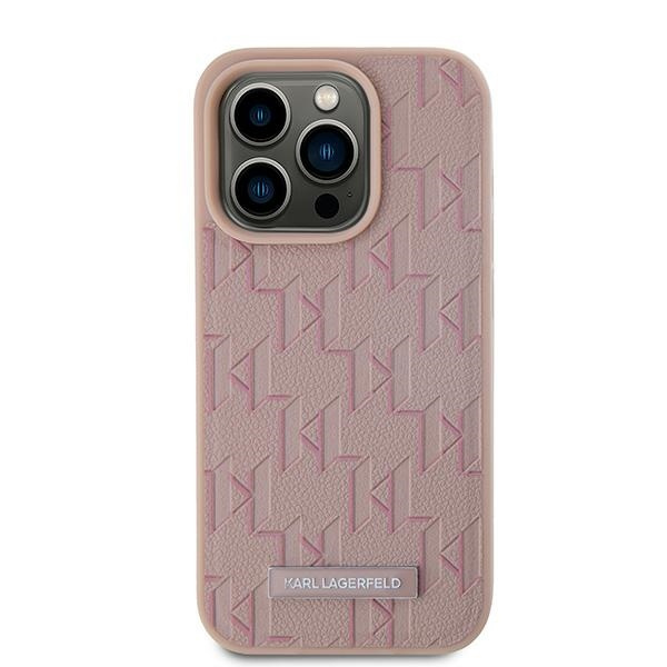 Etui Karl Lagerfeld KLHMP15LPKHPORPP iPhone 15 Pro 6.1" hardcase różowy/pink Leather Monogram Metal Logo