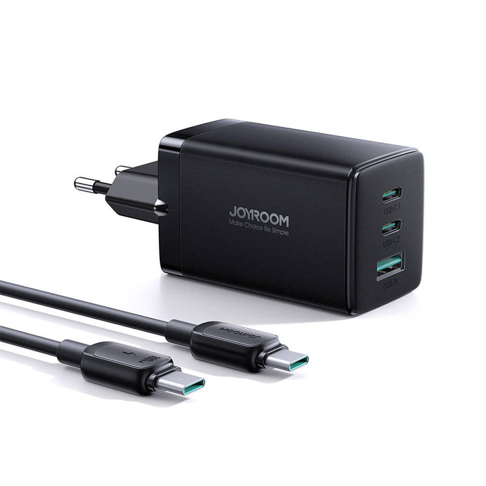 Rychlonabíječka Joyroom GaN 65W USB, 2x USB C černá + USB C kabel - USB C 100W 1,2m (TCG01)
