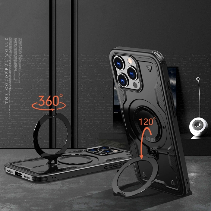 Hybrid Armor Trendy Hülle mit MagSafe für iPhone 16 Pro – Schwarz