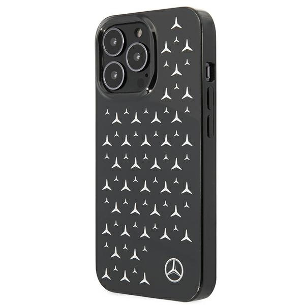 Puzdro MERCEDES Apple iPhone 13 Pro Silver Stars Pattern Black Hardcase