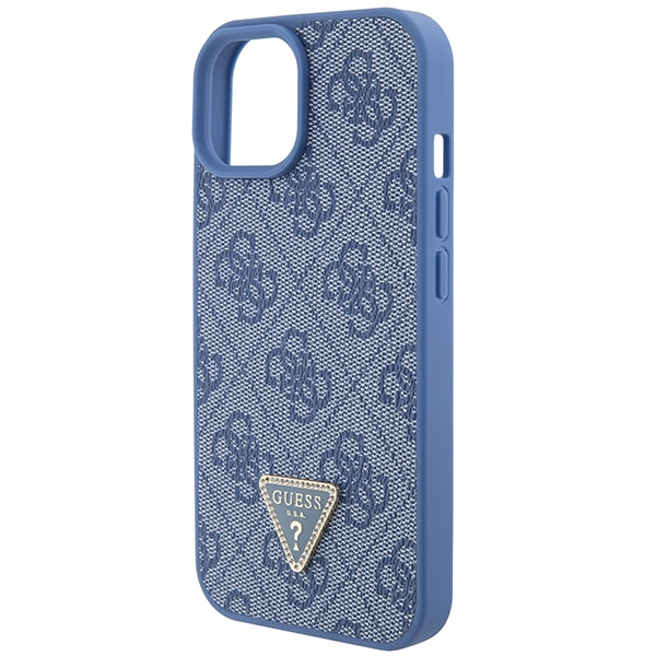 Hülle Guess GUHCP15SP4TDPB iPhone 15 6.1" blau/blau hartcase Leder 4G Triangle Strass Case