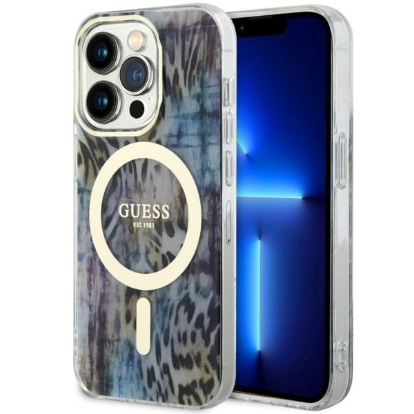 Case Guess GUHMP14XHLEOPWB iPhone 14 Pro Max 6.7" blue/blue hardcase Leopard MagSafe Case