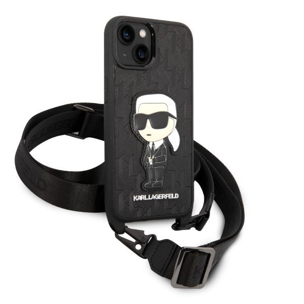 Etui Karl Lagerfeld iPhone 14 6,1" czarny/black hardcase Monogram Ikonik Patch