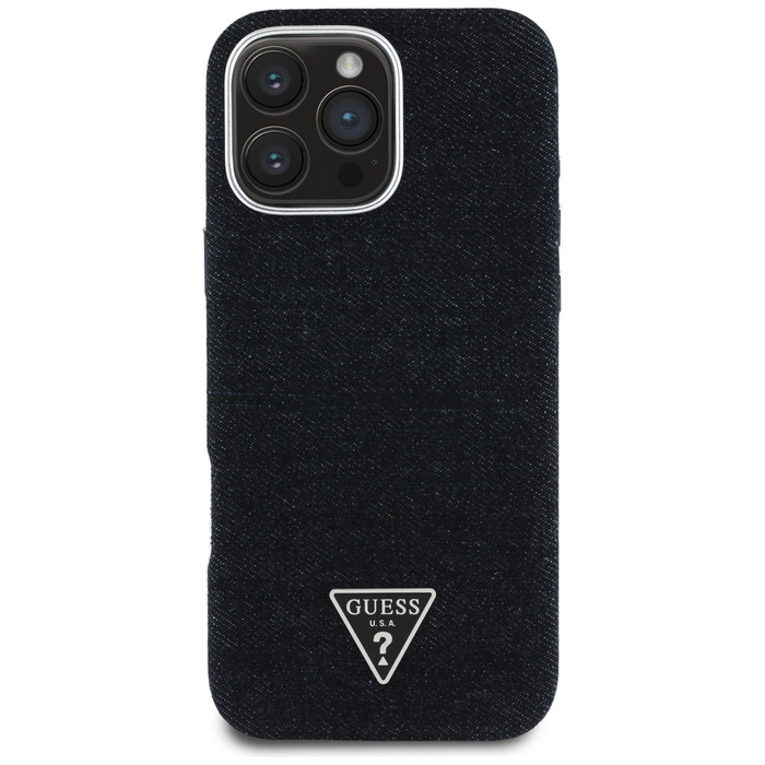 Etui Guess Denim Triangle Logo MagSafe   do iPhone 16 Pro Max czarny