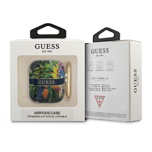 Hülle GUESS Apple AirPods Abdeckung Blume Riemen Sammlung blau Case